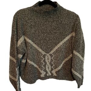 Vintage David Brett Mock Turtleneck Long Sleeve Sweater Grey on Grey Ladies M/L